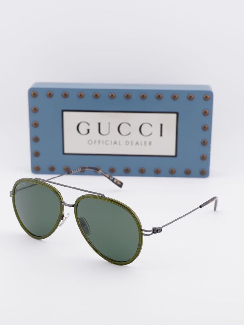 Gucci GG1981S 004 Aviator Sunglasses - Green/Grey\ Green